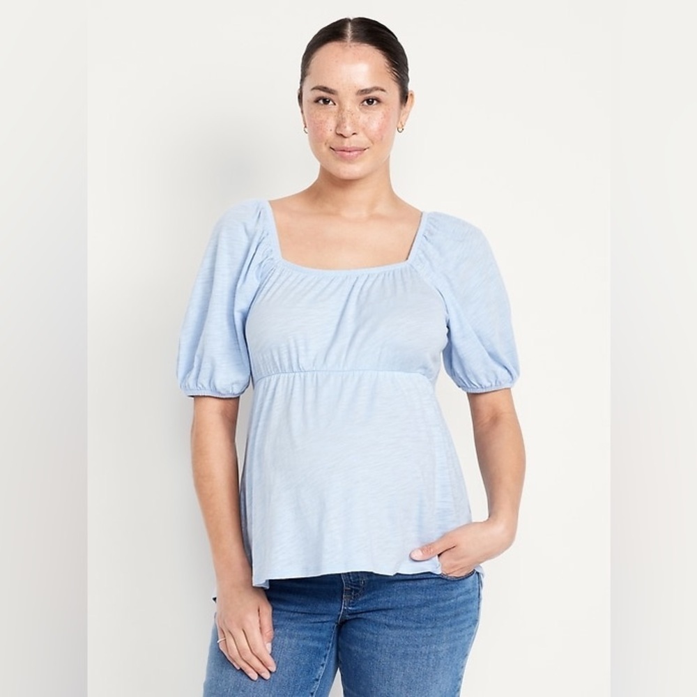 Old Navy Maternity Puff Sleeve Top in Light Blue